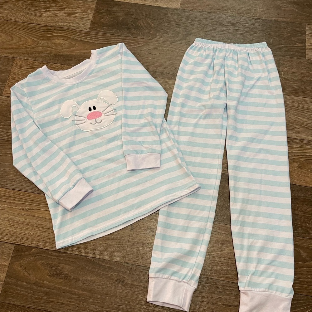 Striped Blue and White Kids Pajamas